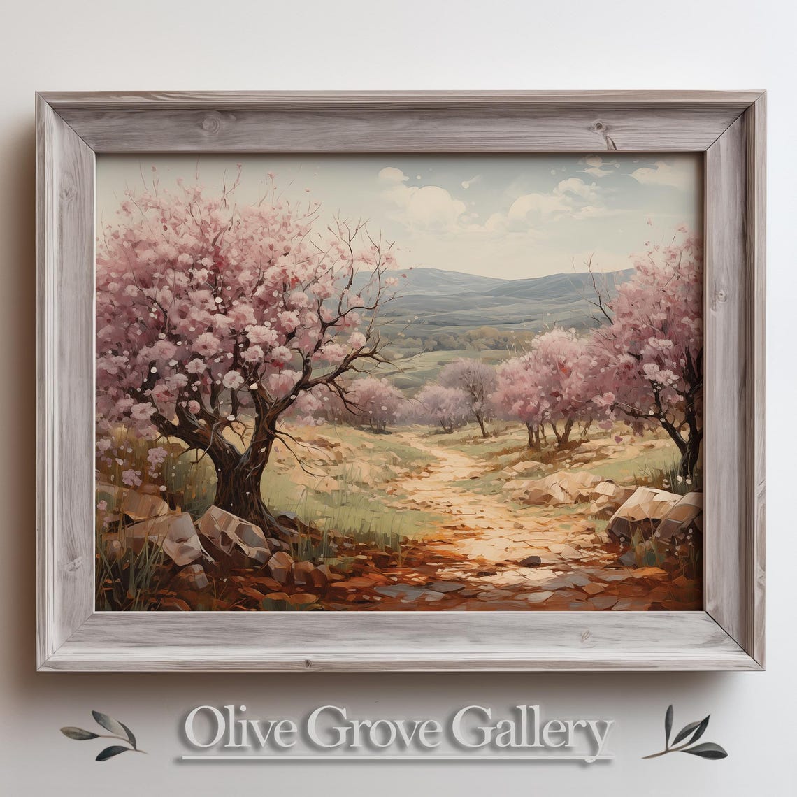 Almond Blossom Pathway Painting Spring Flower Trees Trail Poster
