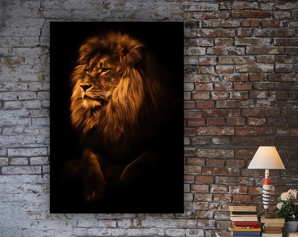 Black Lion Picture With Black Background Lion Art Lion Painting Lion Wall Art Lion Print Lion Poster Animal Art Lion - Image 3