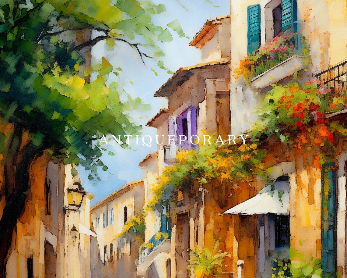 French Cityscape Art Print Vintage Architecture Oil Painting Urban Wall Decor Vintage European Cityscape Painting Wall Art - Image 3