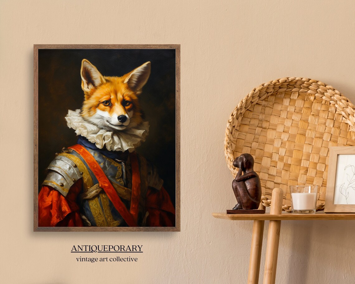 Victorian Animal Portrait Dressed Animal Prints Royal Fox Poster Royal Animal Painting Renaissance Animal Portrait Vintage Inspired Art - Image 4