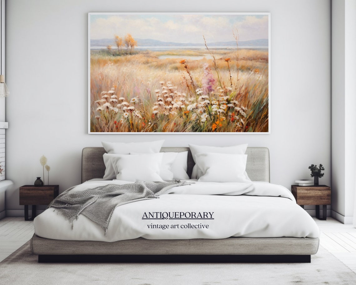 Quiet Wildflower Meadow with Daisies by River Vintage Poster - Image 4