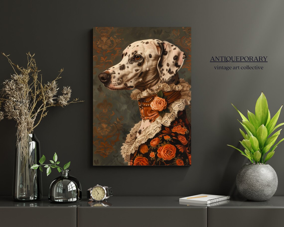 Dalmatian Lady in Victorian Floral Dress Vintage Dog Portrait Poster - Image 7