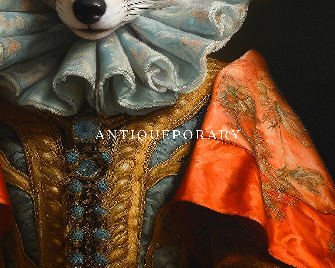 Royal Fox Lady in Jeweled Tiara and Orange Gown Portrait Poster - Image 2