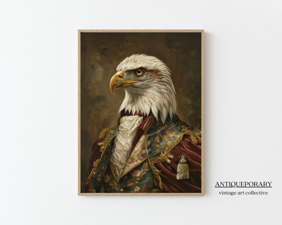 Vintage Bald Eagle Ornate Military Coat Regal Bird Portrait Poster