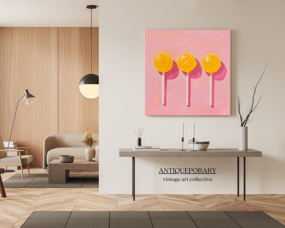 Yellow Lollipop Trio Pink Background Modern Pop Art Style Poster - Image 7