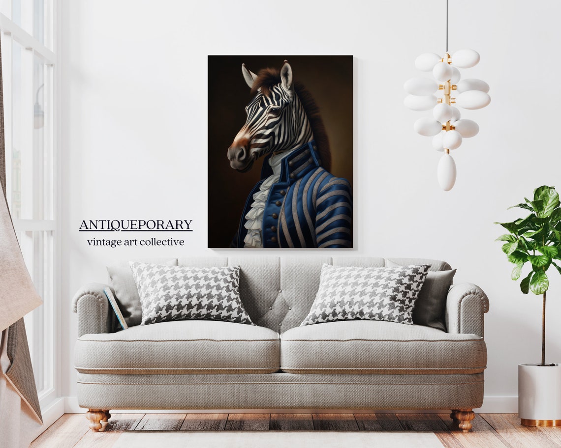 Regal Zebra Navy Uniform Coat Vintage Animal Portrait Poster - Image 5