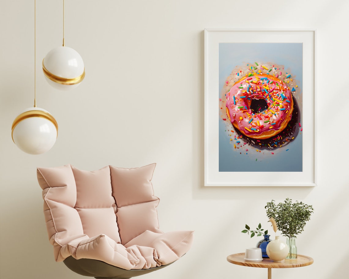 Pink Frosted Donut Rainbow Sprinkles Pop Art Food Still Life Poster - Image 7