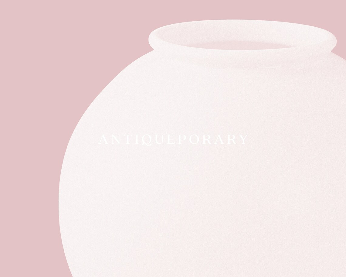 Minimalist White Porcelain Vase on Dusty Pink Abstract Poster - Image 3