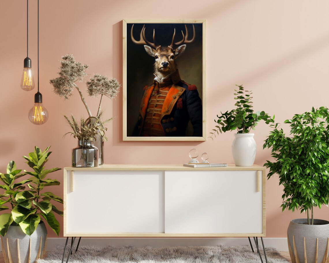 Victorian Animals Portrait Royal Deer Vintage Print Renaissance Animal Painting Dark Moody Animal Poster Altered Art Animal Lover Gift - Image 7