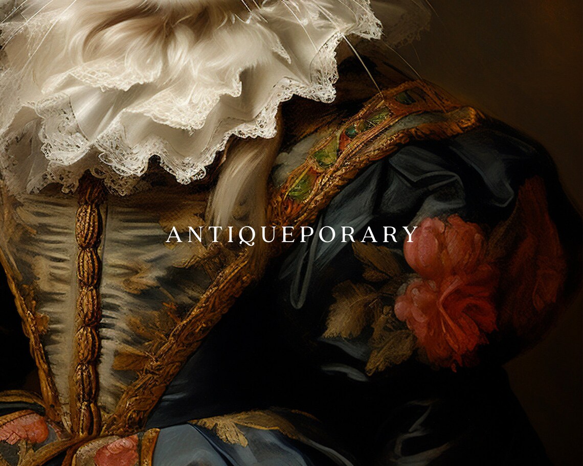 Royal Tabby Cat Lady Portrait Baroque Gown Vintage Style Poster - Image 2