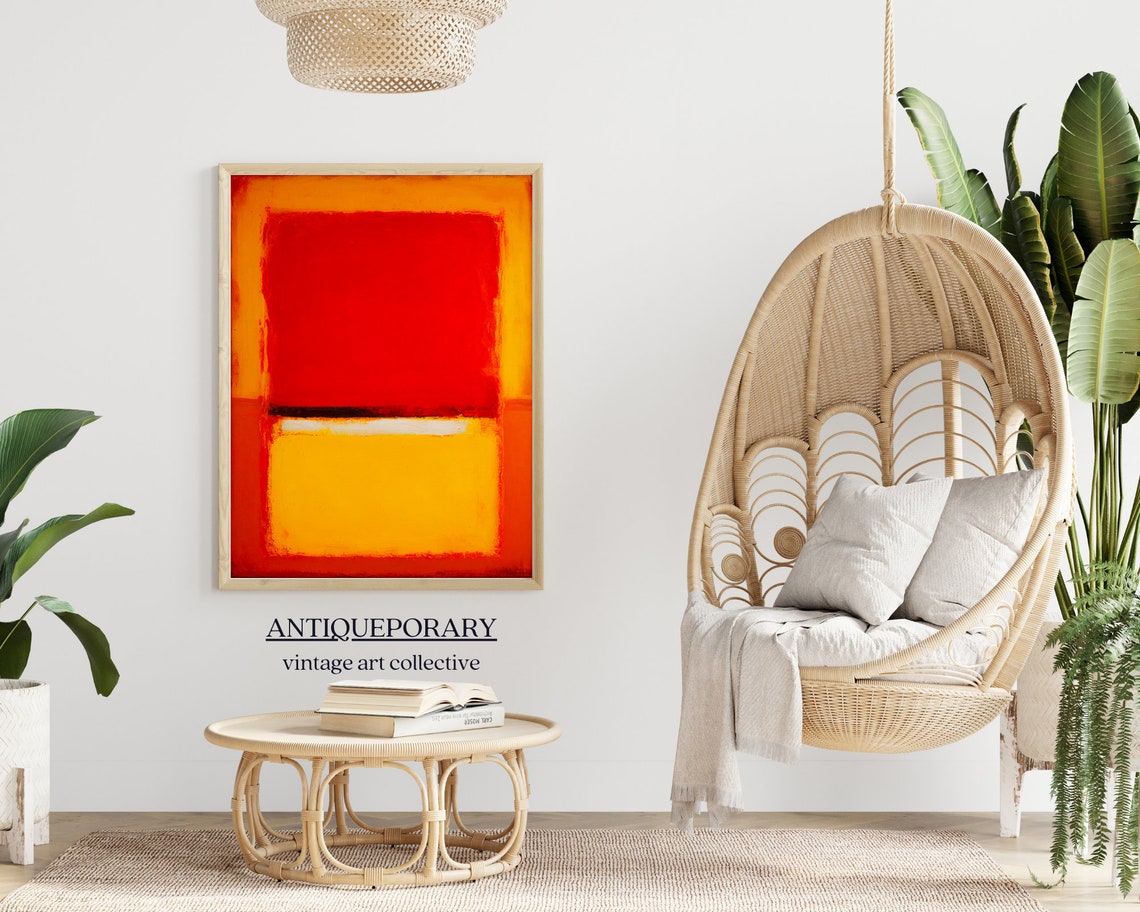 Fiery Red Orange Rectangle Abstract Modern Color Field Art Print - Image 4