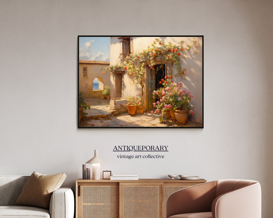 Vintage Italian Architecture Painting European Architecture Oil Painting Rustic Italy Village Art Oil Painting Farmhouse Decor - Image 4
