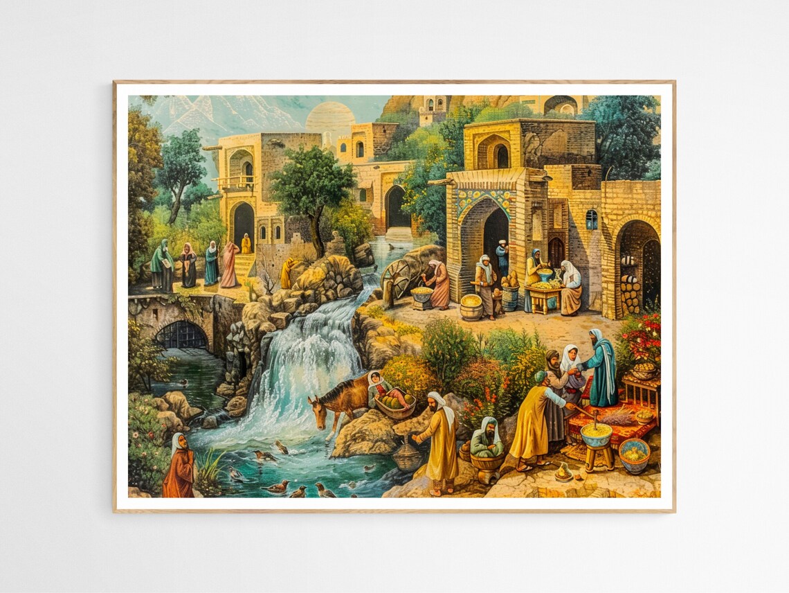Riverside Bazaar In Ancient Persia Art Print