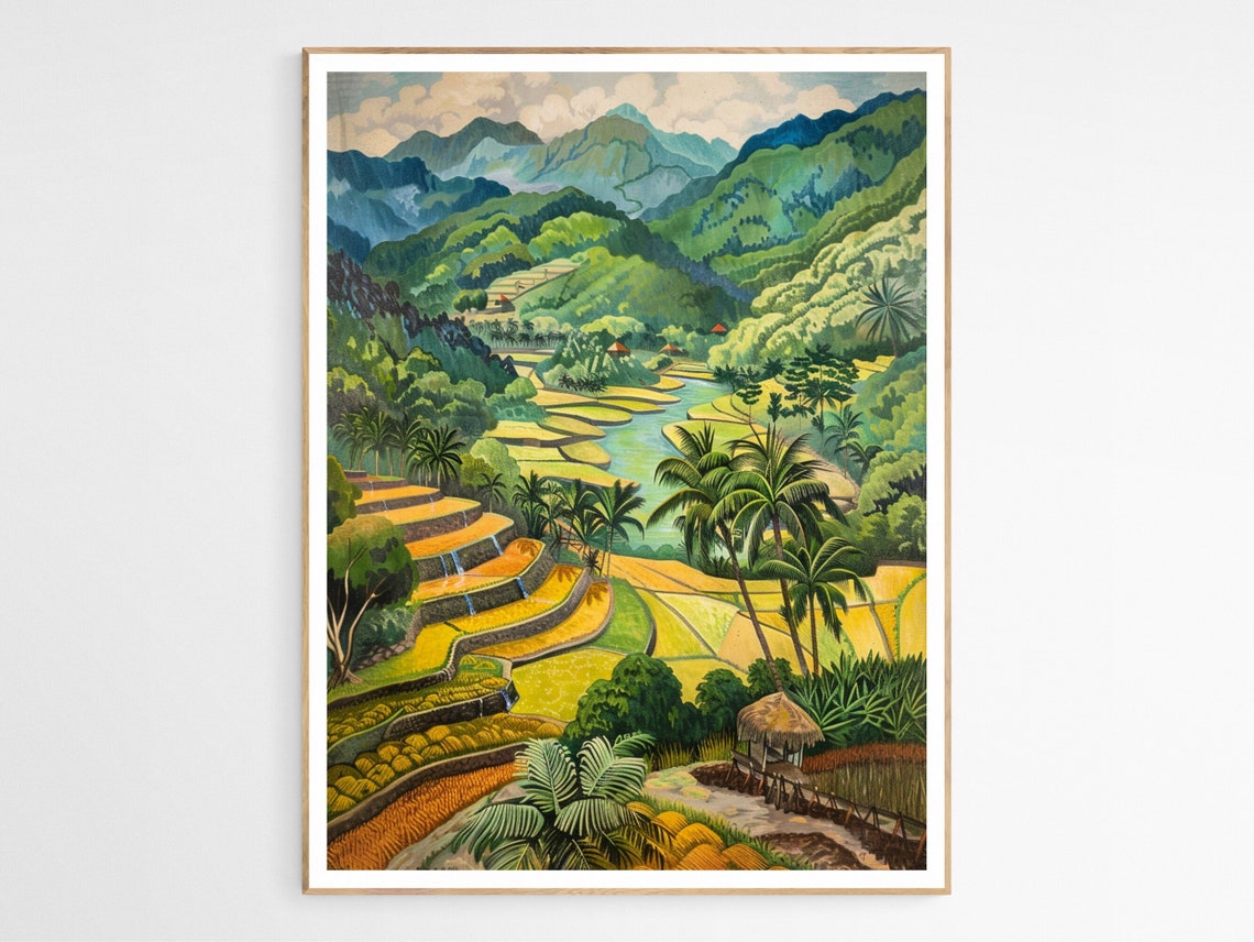 Banaue Rice Terraces Philippines Lush Green Layered Hills Poster