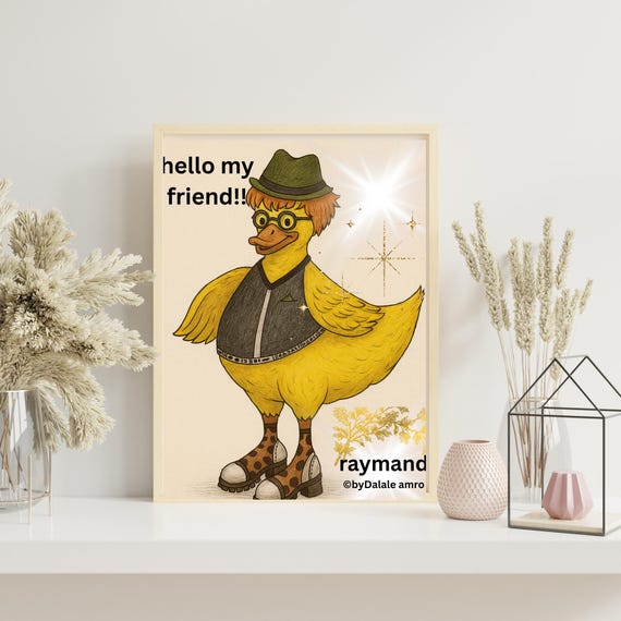 Funny Duck Art Print Quirky Animal Illustration For Kids Room