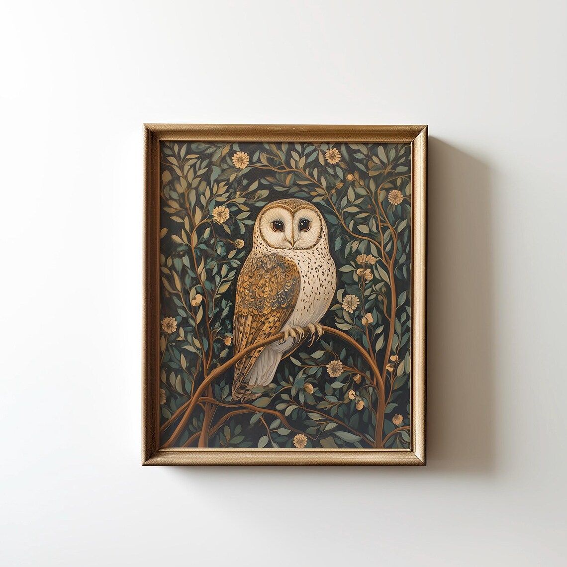 Fall Decor Owl Oil Painting, Moody Bird Art Print - Image 3
