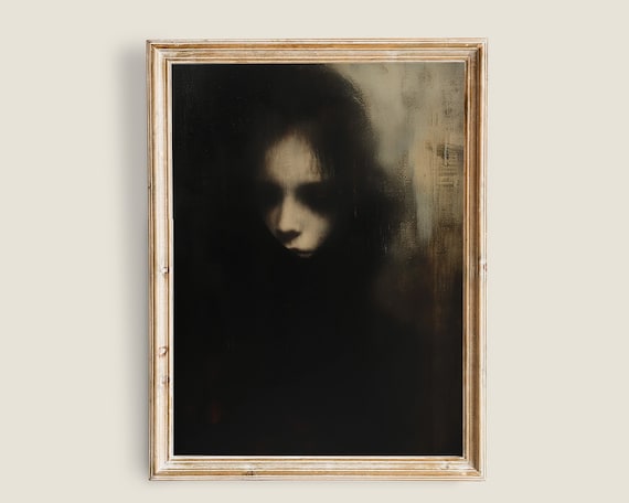 Woman Face Emerging Shadow Dark Moody Portrait Gothic Dark Academia Wall Art