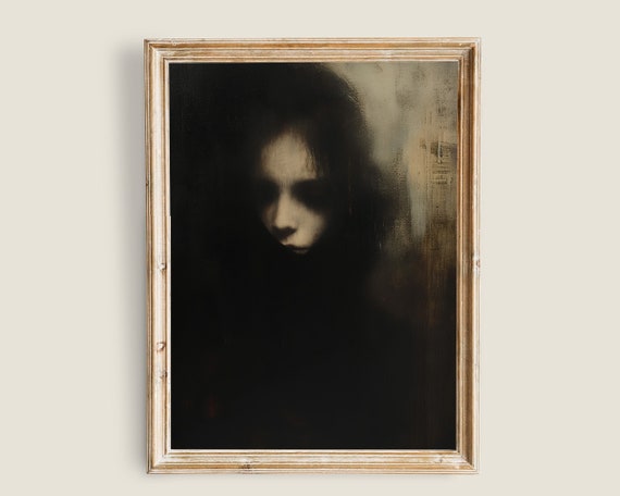 Woman Portrait Wall Art Vintage Victorian Painting Dark Academia Decor Wall Art Woman Vintage Art Gothic Moody Paintings