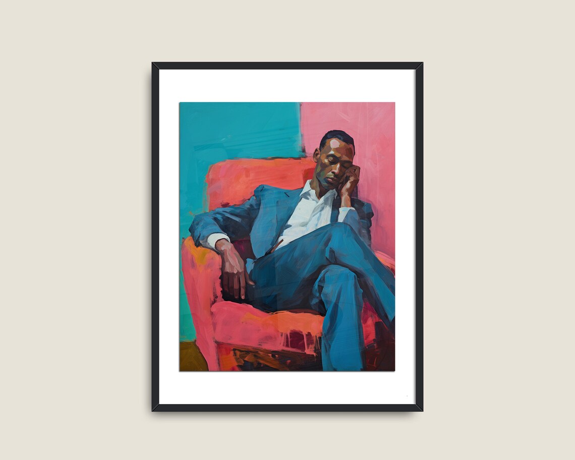 Black Gentleman Portrait, Vintage Mid-Century Art Print - Image 2