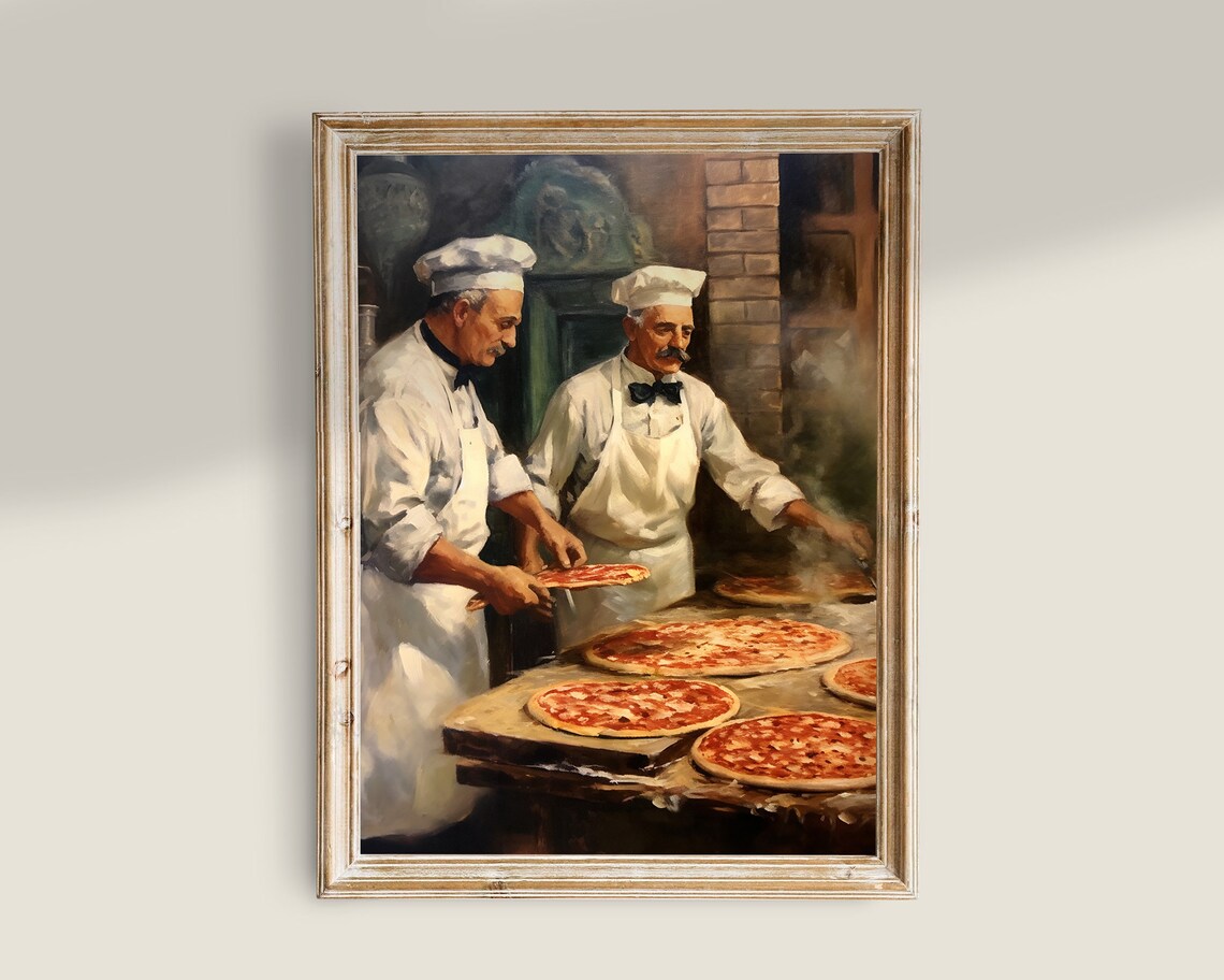 Pizza Print Vintage Italian Food Kitchen Poster