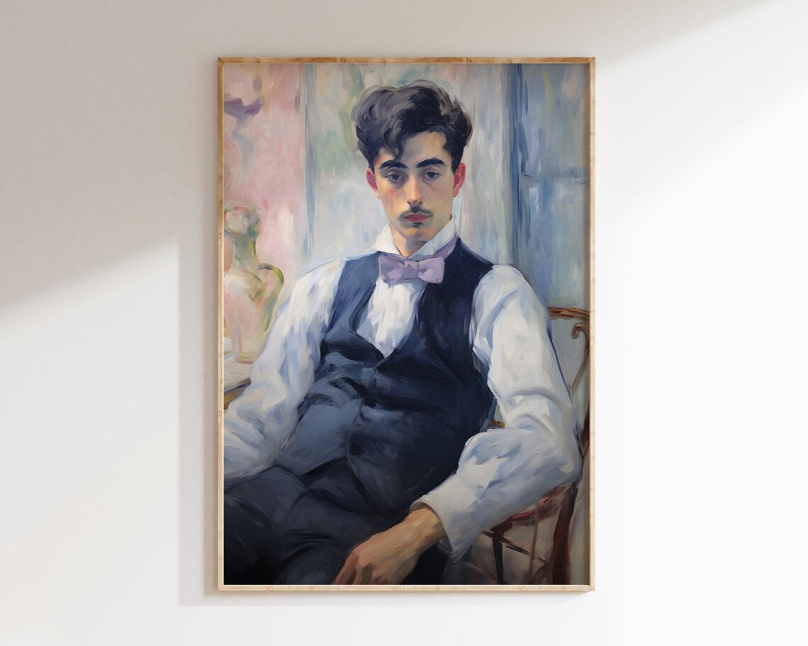 Men Portrait Vintage French Romantic Art Print - Image 2
