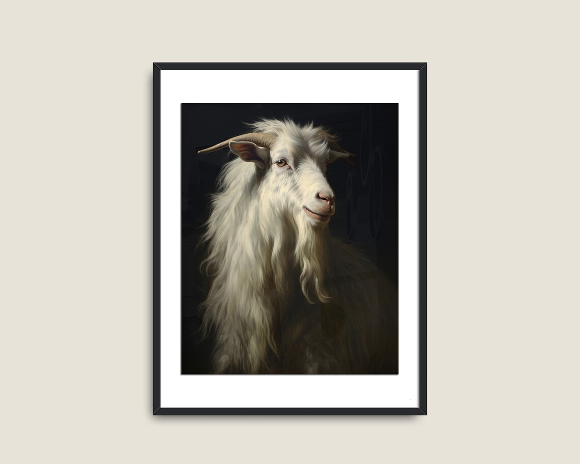 White Goat Art Print, Dark Academia Decor - Image 2