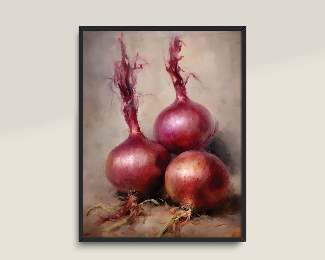 Red Onion Kitchen Still Life, Vintage Art Print - Image 3