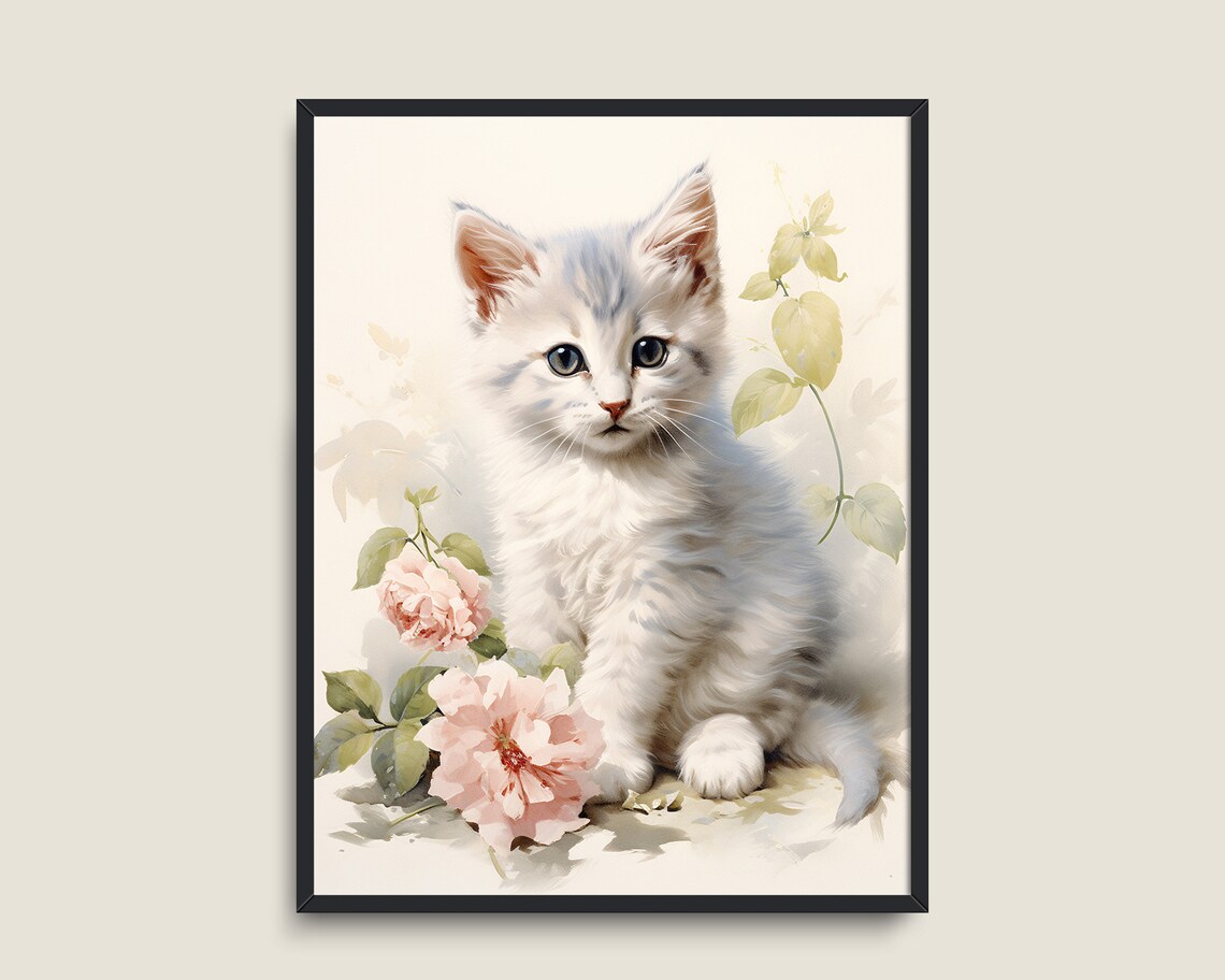 Vintage Cat Prints Antique Animal Decor Art Print - Image 2