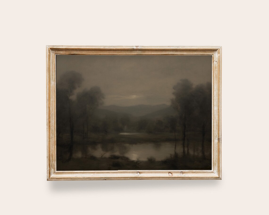 Dark Nature Landscape Vintage Poster, Dark Academia