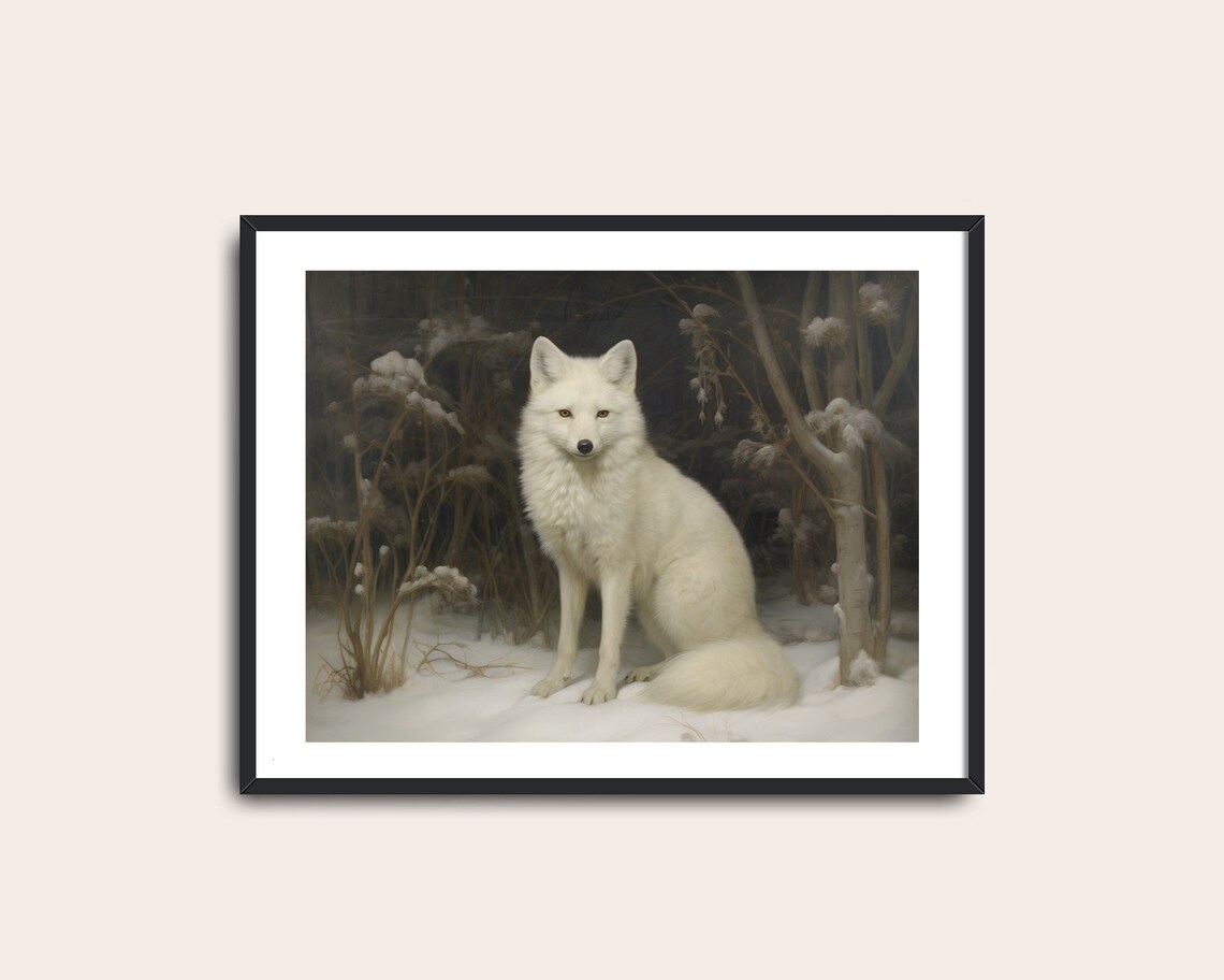 Arctic Fox Painting Vintage Animal Art Print - Image 2
