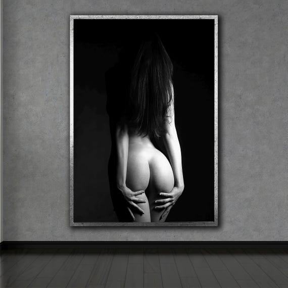 Black And White Nude Wall Art Sexy Naked Woman Poster Bedroom Wall Decor Roll On Stretched Or Framed Options