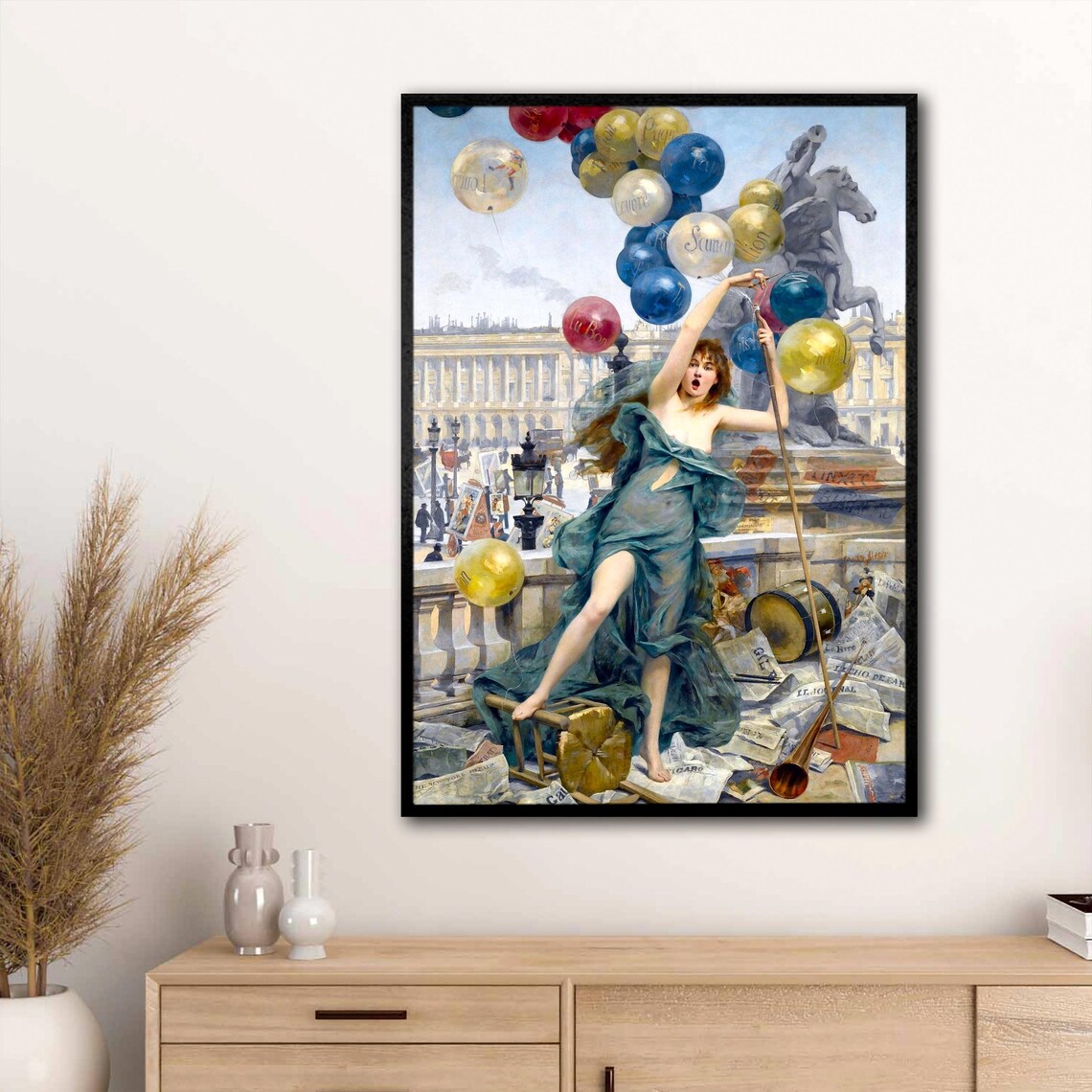 Woman With Advertising Balloons 19th Century French Painting Wall Art - Image 3