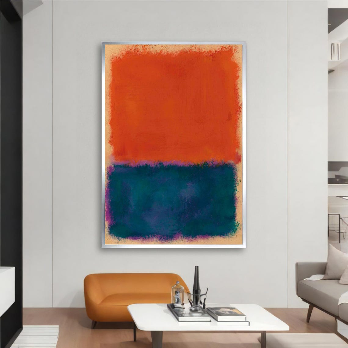 Rothko Style Sunset Orange Teal Blue Color Field Abstract Poster - Image 2