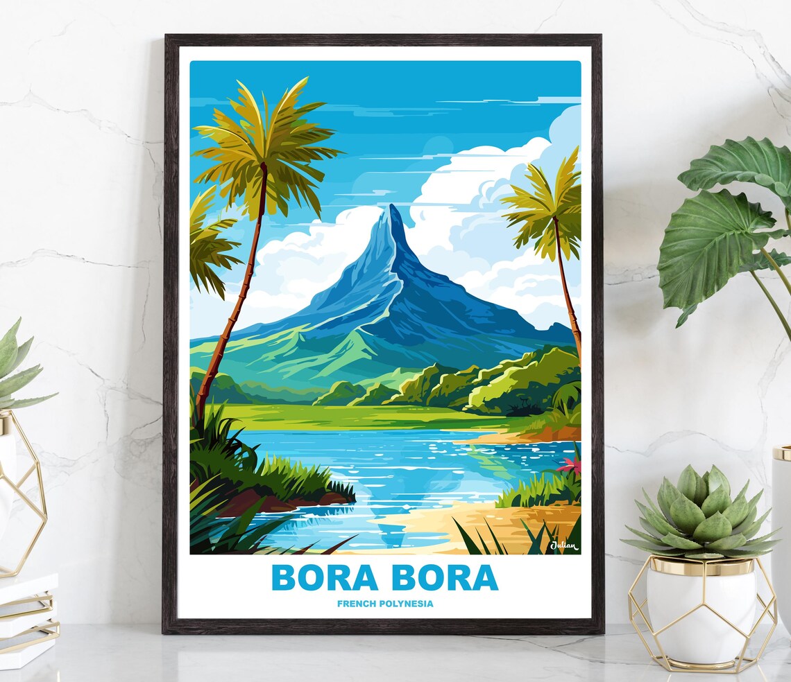 Bora Bora Island Lagoon and Mountain French Polynesia Poster