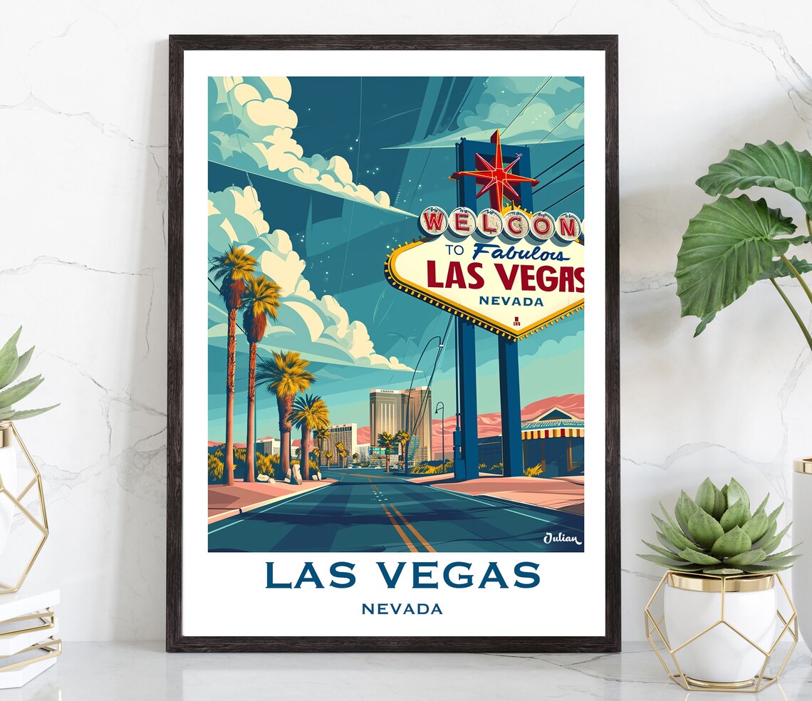 Welcome to Fabulous Las Vegas Neon Sign Nevada Travel Poster
