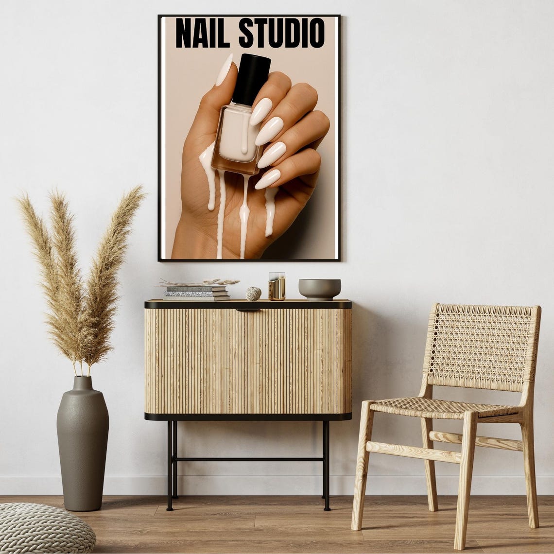 Nail Studio Salon White Polish Hand Dripping Beauty Decor Poster