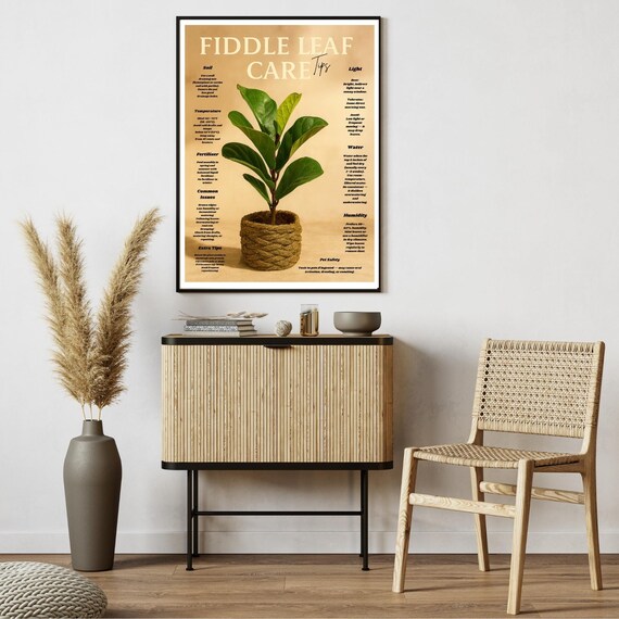 Fiddle Leaf Fig Care Tips Poster Ficus Lyrata Botanical Guide