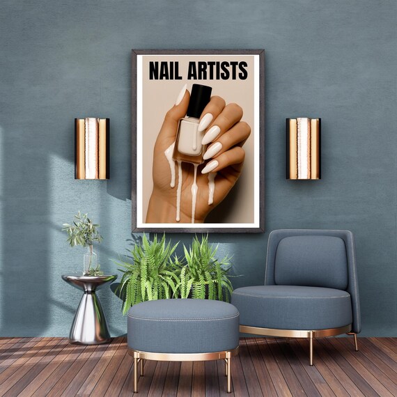 Nail Artists White Polish Dripping Hand Trendy Salon Wall Art
