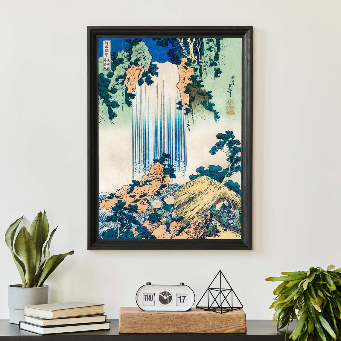 Katsushika Hokusai Yoro Falls Mino Travelers Woodblock Poster - Image 4