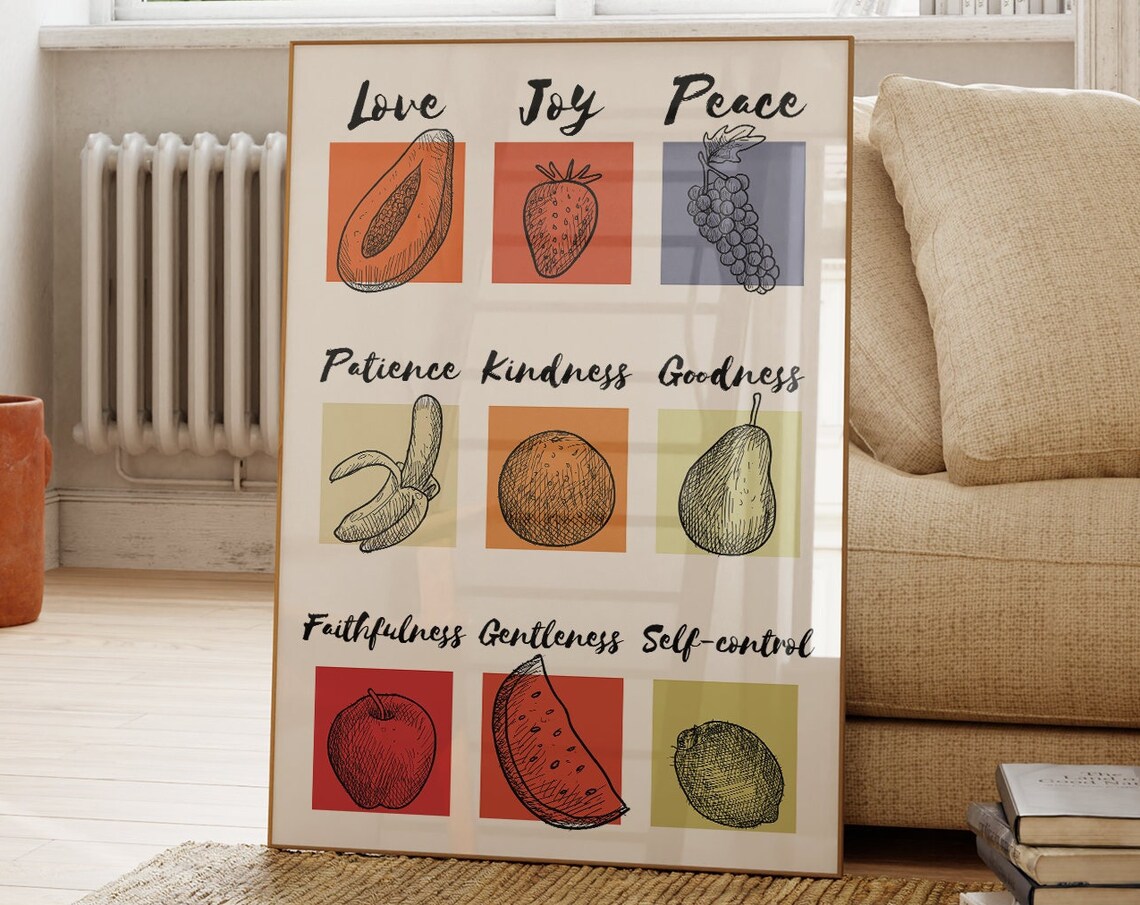 Fruits Of The Spirit Christian Quote Fruit Chart Boho Wall Art