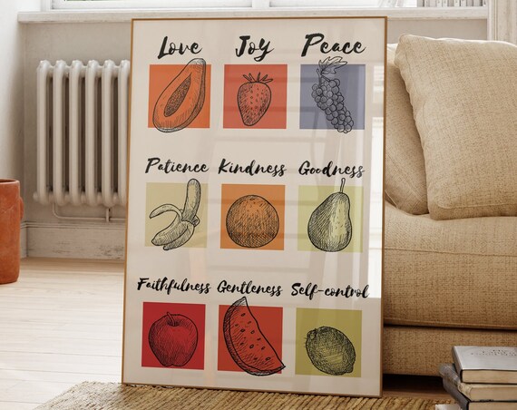 Fruits Of The Spirit Christian Quote Fruit Chart Boho Wall Art