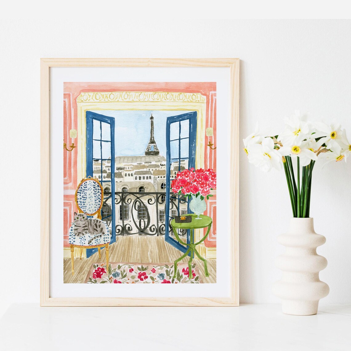 Cats In Paris And Eiffel Tower Travel Art Print - Image 3