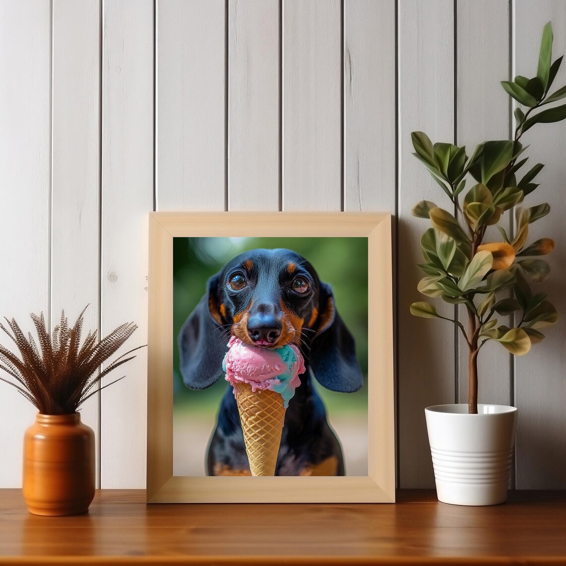 Dachshund Eating Ice Cream Poster, Cute Dog Lover - Image 2