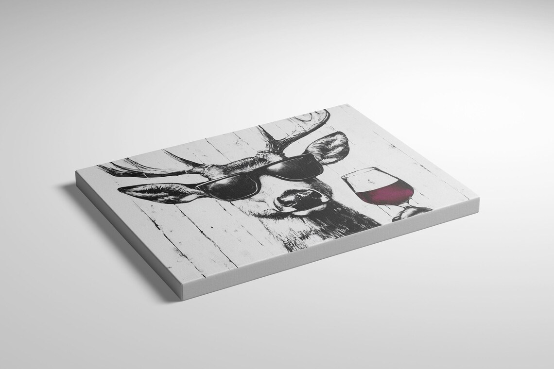 Deer Drinking Red Wine, Funny Dining Room Poster - Image 3