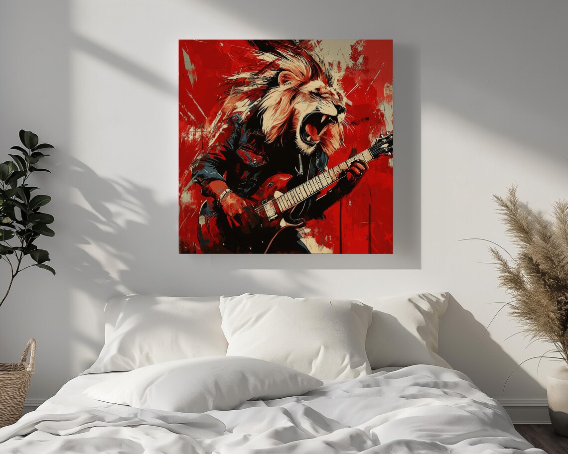 Lion Roaring Rock Lion Art Poster, Rock And Roll - Image 2