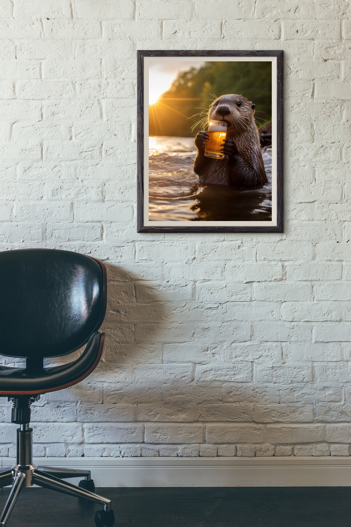 Otter Drinking Beer, Funny Animal Poster - Image 3