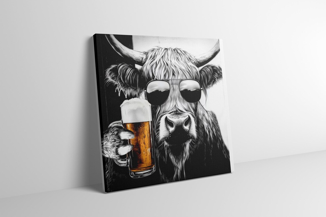 Highland Cow Funny Beer Drinking, Rustic Decor - Image 4
