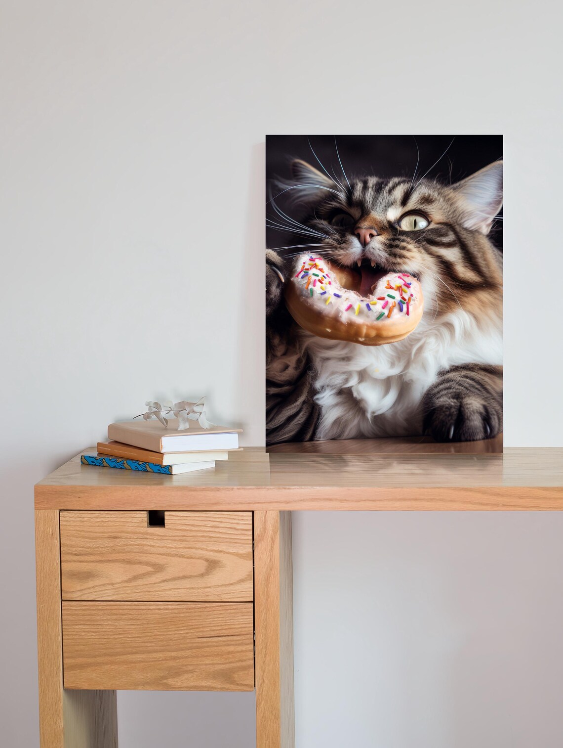 Funny Cat Eating Donut, Cute Kitchen Wall Art - Image 3