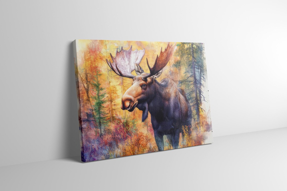 Moose Watercolor Poster, Forest Animal Wall Art - Image 4