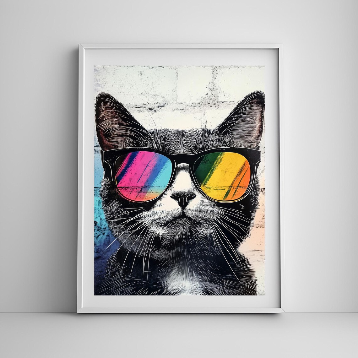 Funny Cat With Sunglasses, Retro Graffiti Style - Image 3